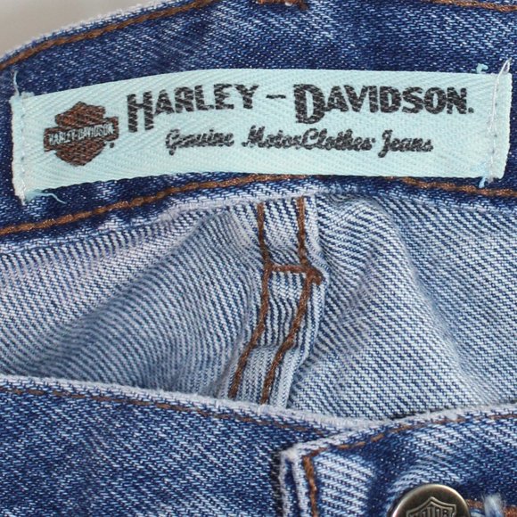 Harley-Davidson Vintage Old School Biker Blue Fade Bootcut Jeans, Size 36 - Picture 8 of 8